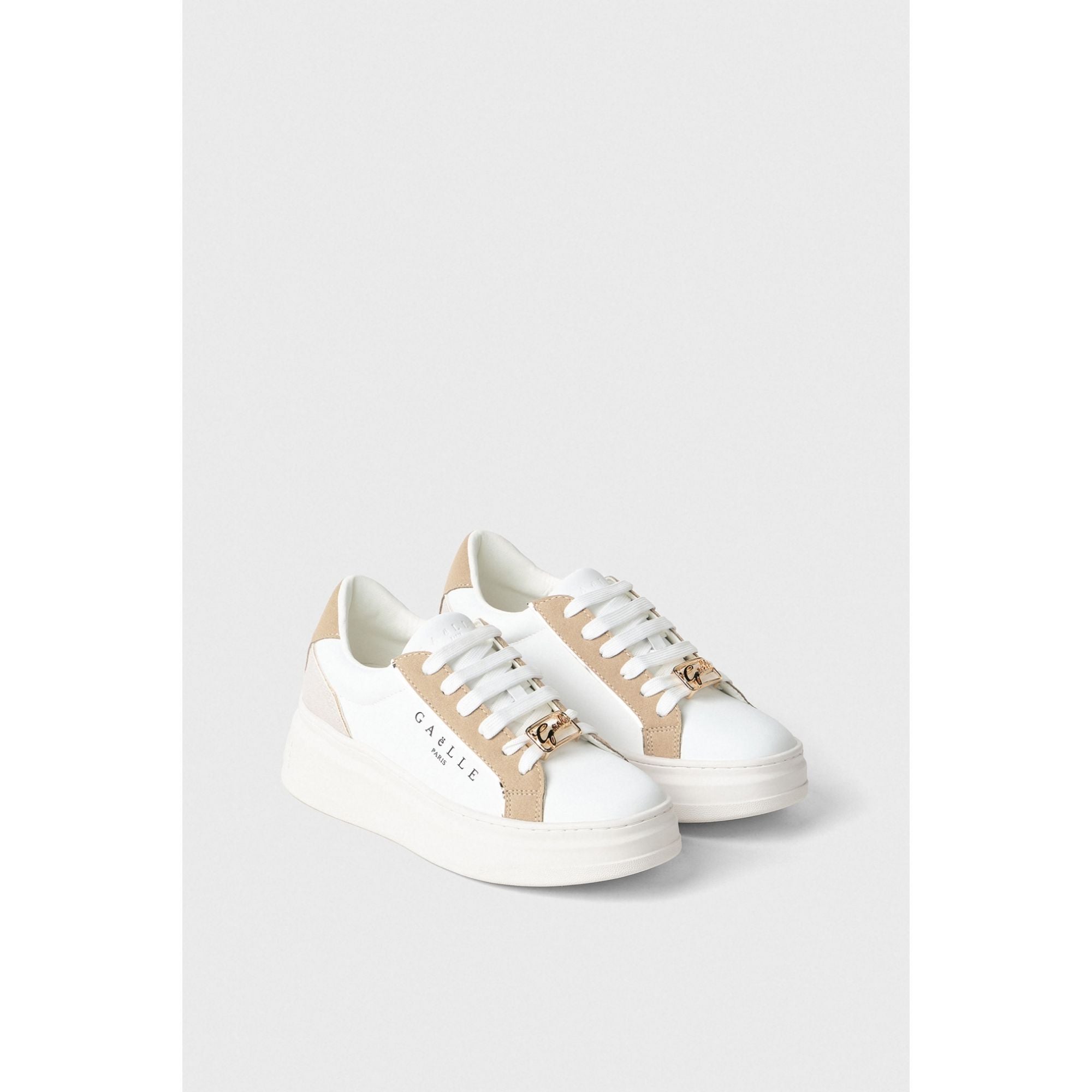 SNEAKERS NEW ADDICT IN ACTION LAETHER CON INSERTI IN SUEDE E PASSALACCIO LOGATO BIANCO