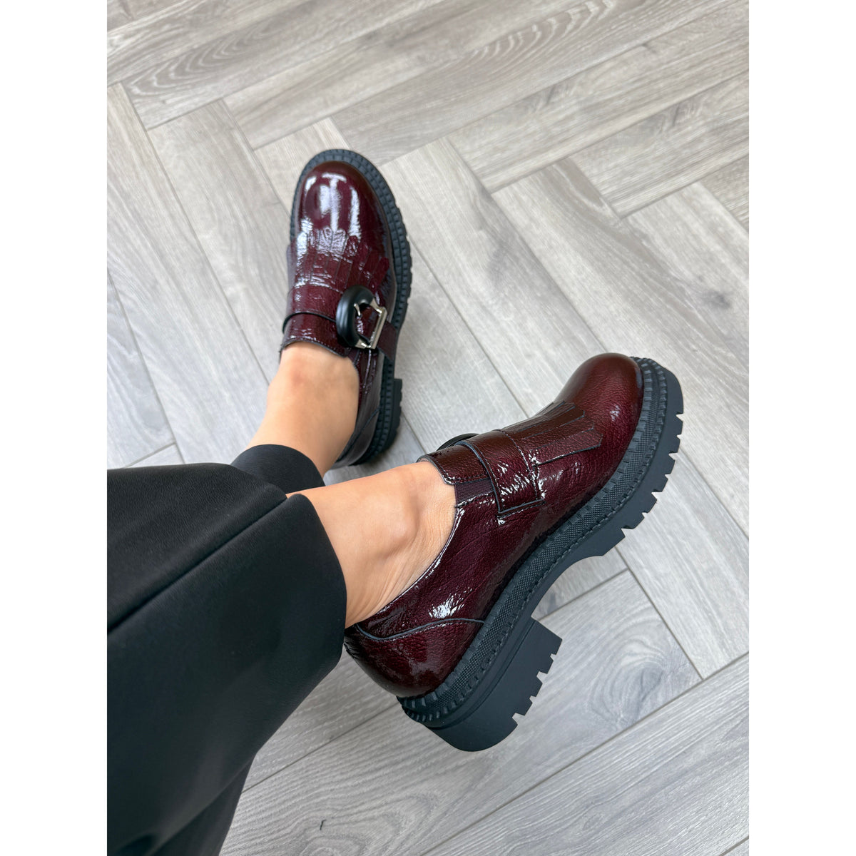 Pitillos Mocassino in Vernice Rosso bordeaux - vista 3