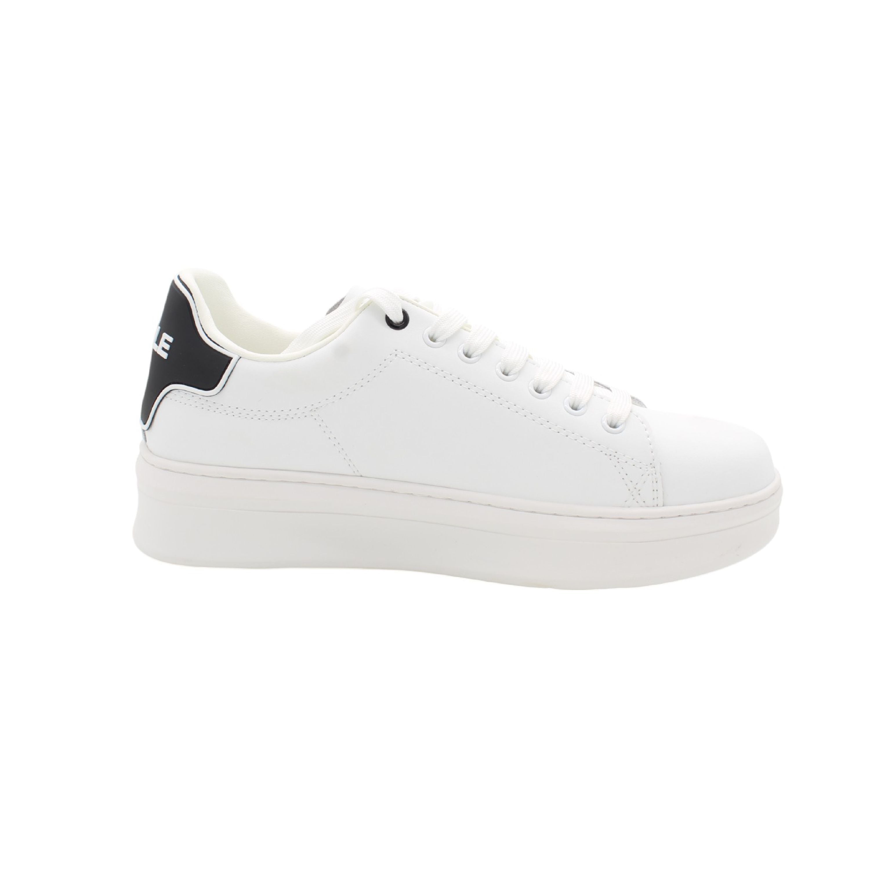 SNEAKERS ADDICT IN ACTION LEATHER CON BACK PART IN RUBBER BIANCO-NERO