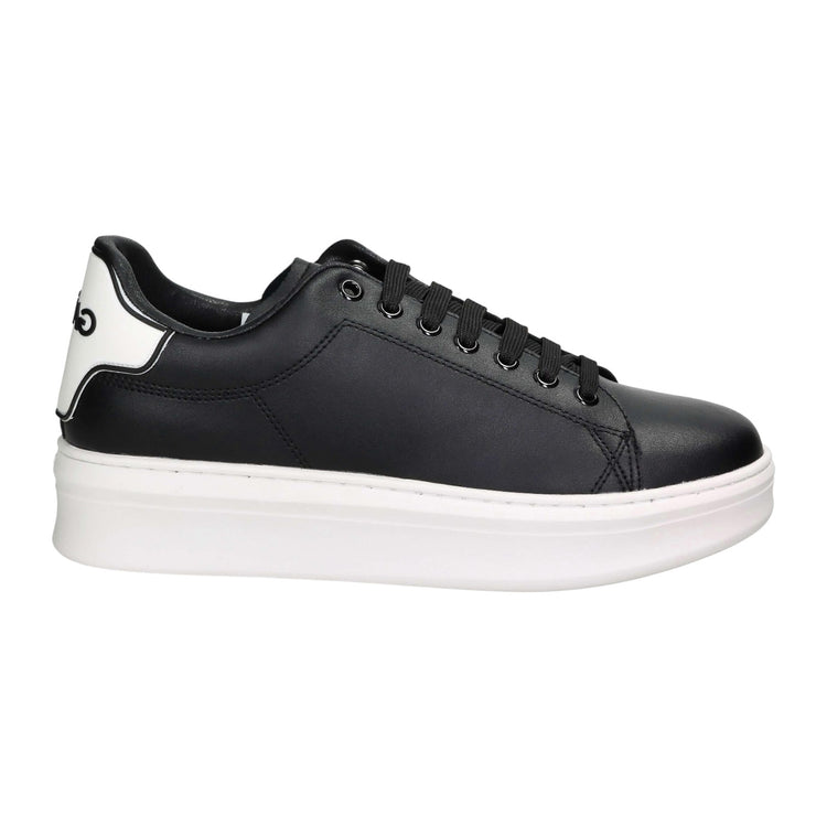 SNEAKERS ADDICT IN ACTION LEATHER CON BACK PART IN RUBBER NERO BIANCO
