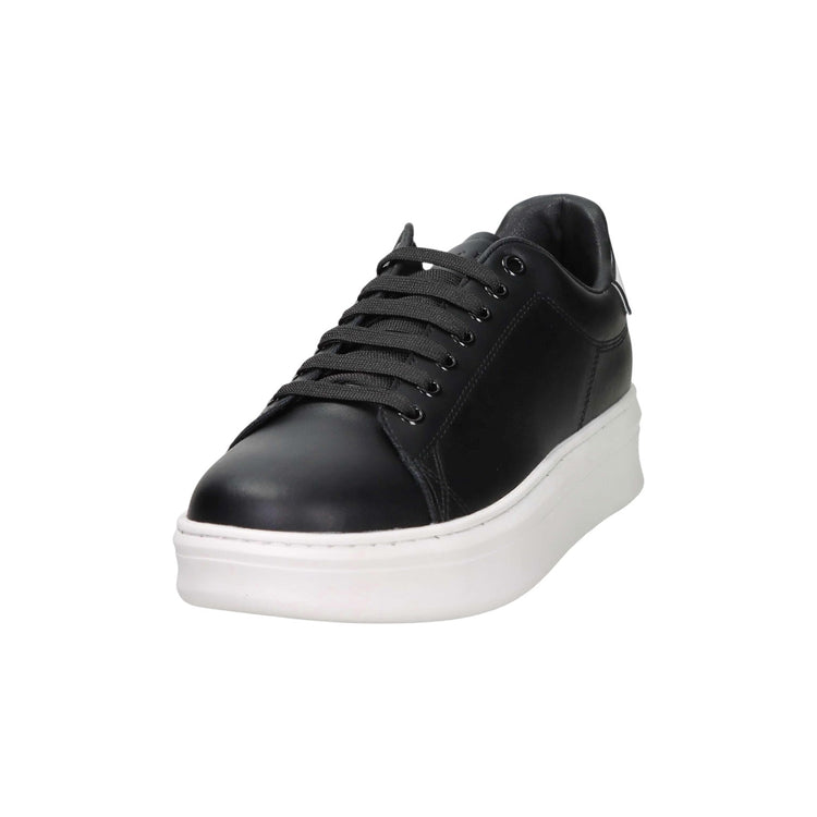 SNEAKERS ADDICT IN ACTION LEATHER CON BACK PART IN RUBBER NERO BIANCO