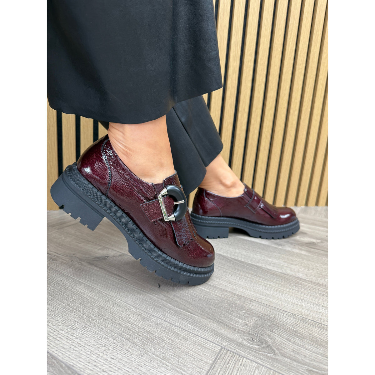 Pitillos Mocassino in Vernice Rosso bordeaux - vista 4