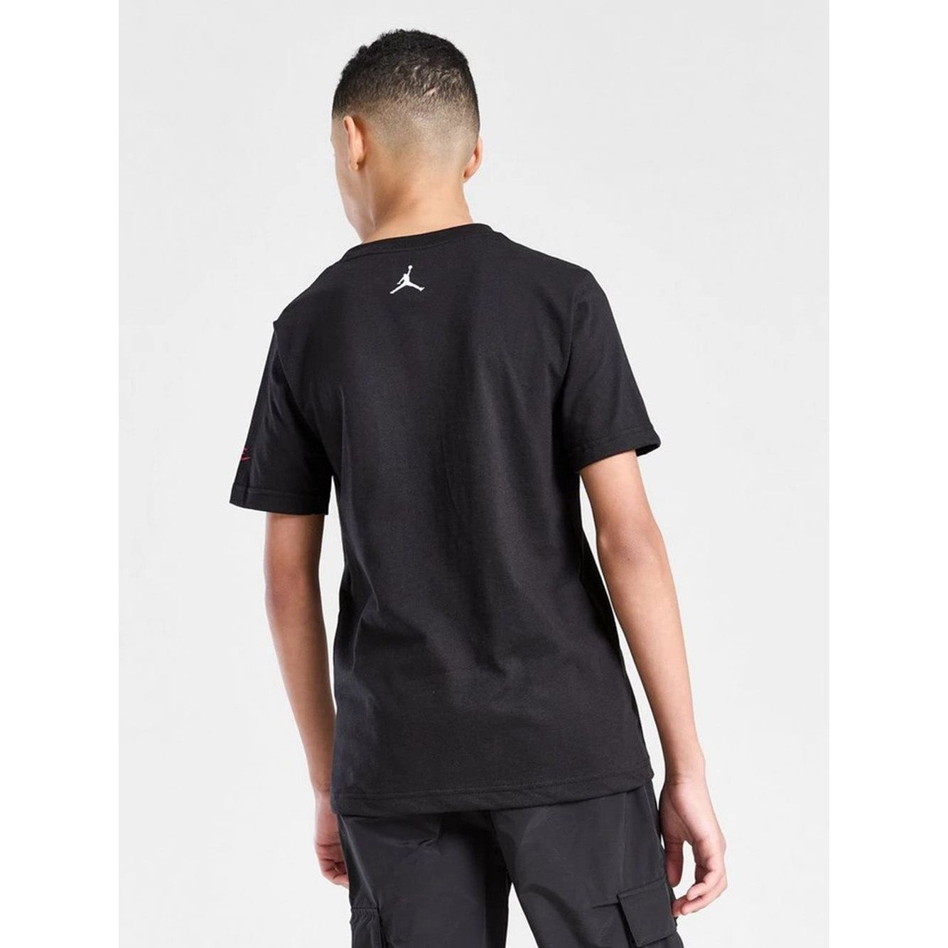 T-Shirt Jordan Jr Nera con Stampa Brand GFX