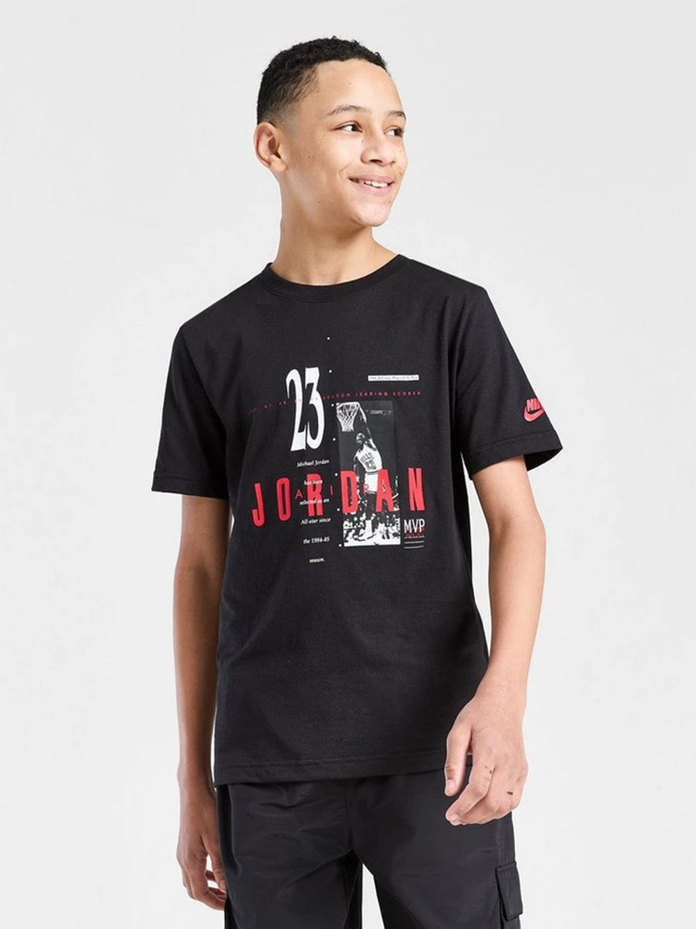 T-Shirt Jordan Jr Nera con Stampa Brand GFX