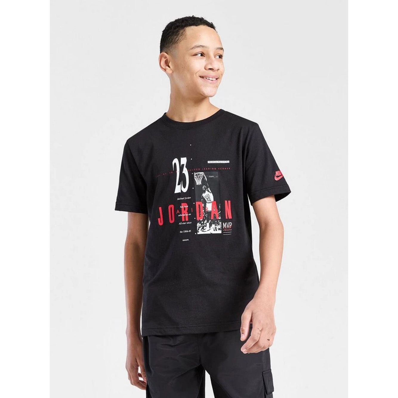 T-Shirt Jordan Jr Nera con Stampa Brand GFX