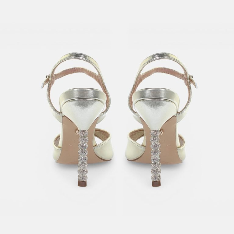 Sandali tacco alto strass stiletto fascia Platino