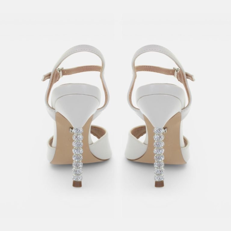Sandali tacco alto strass stiletto fascia Panna