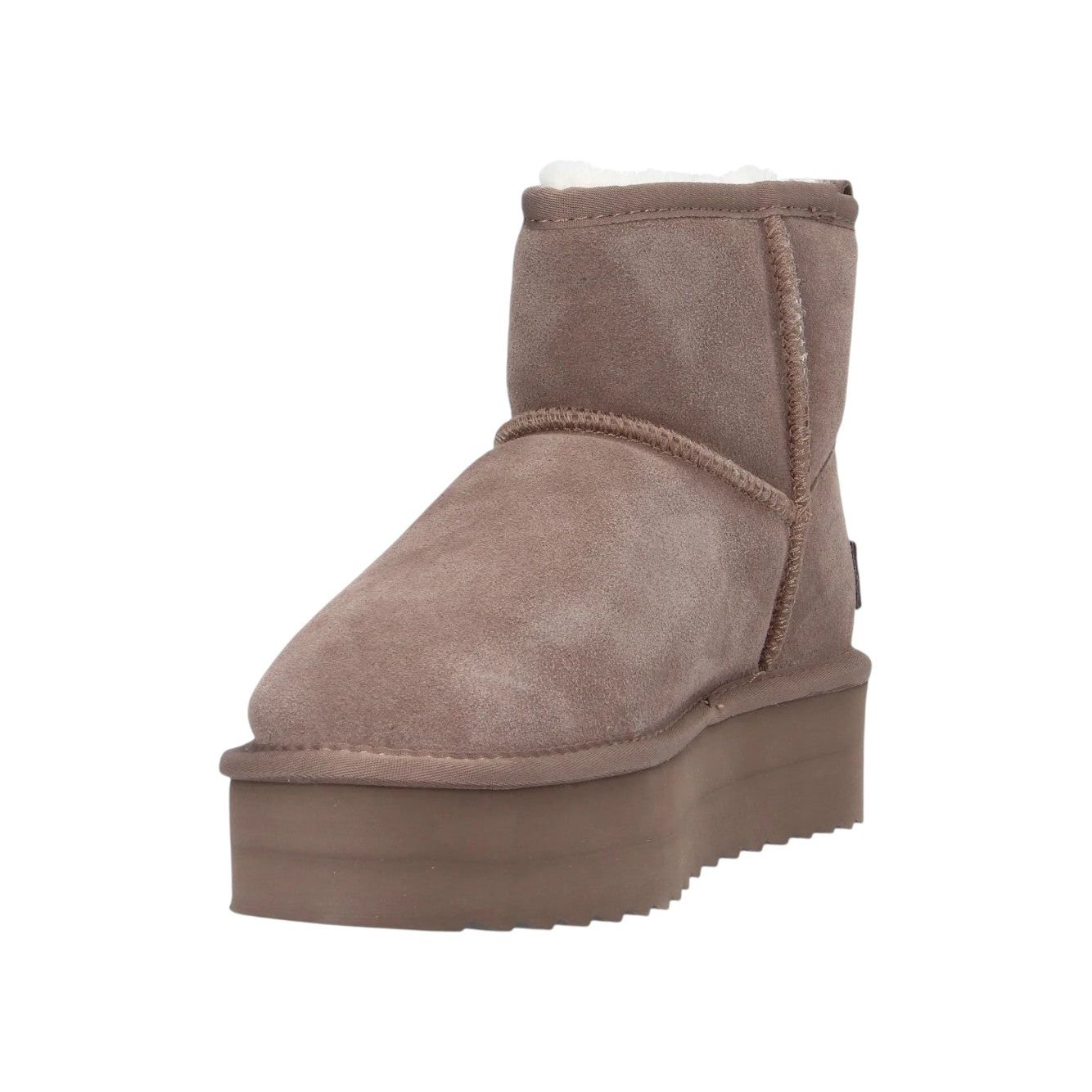 Platform suede sheepskin sabot