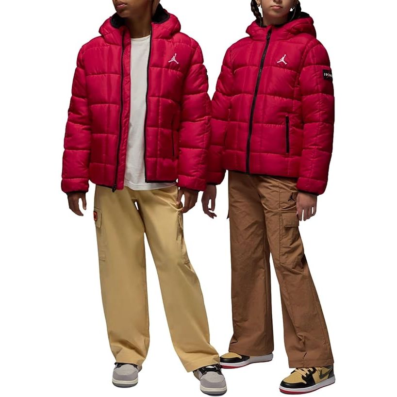 Nike Jordan Piumino da Ragazzi con Cappuccio Midweight Puffer Rosso