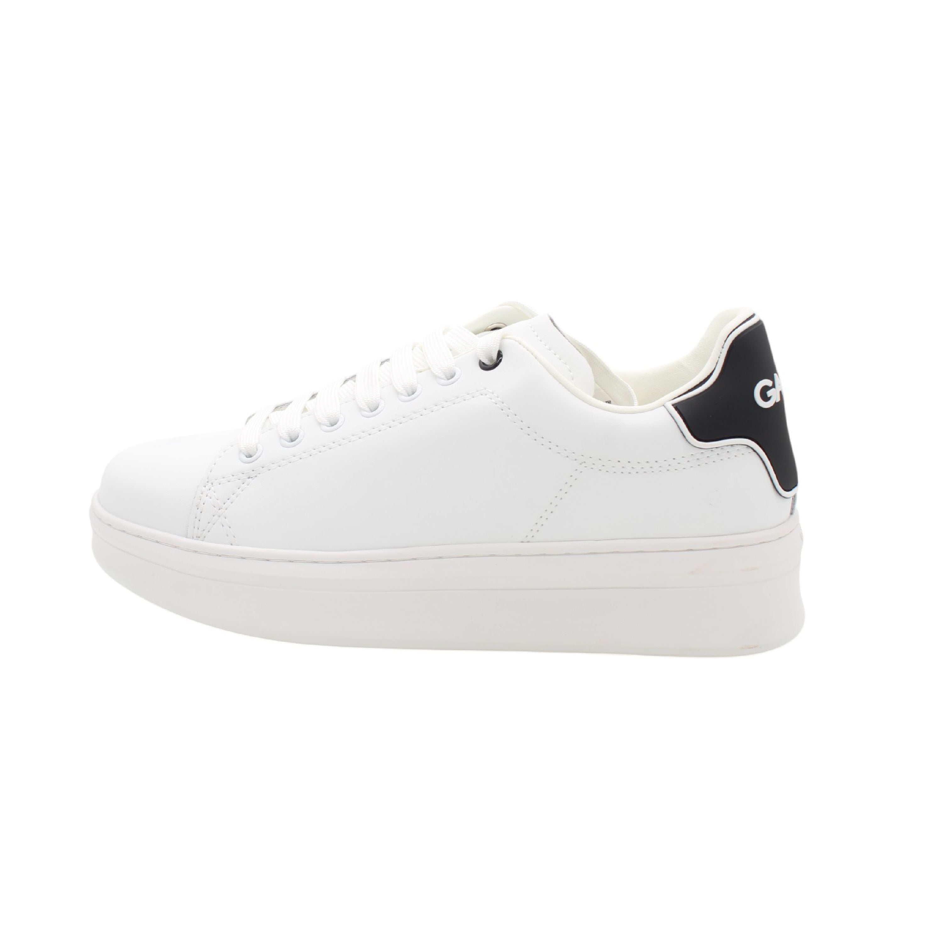 SNEAKERS ADDICT IN ACTION LEATHER CON BACK PART IN RUBBER BIANCO-NERO