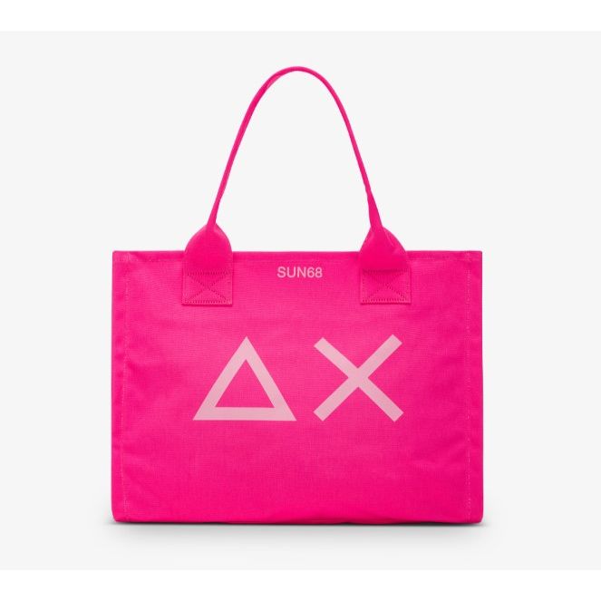 SUN68 Borsa mare grande in canvas con stampa logo