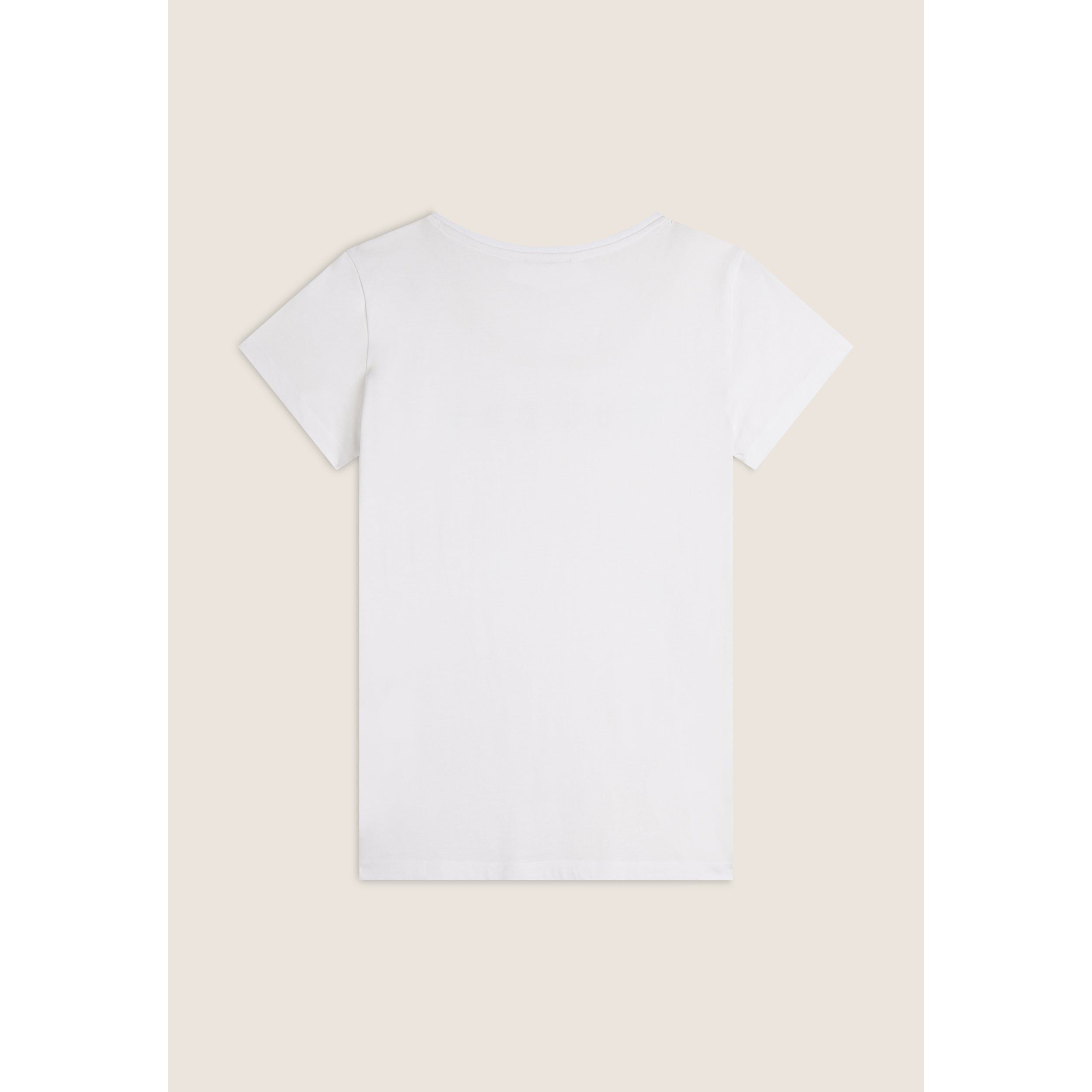 T-shirt scollo tondo con logo glitter