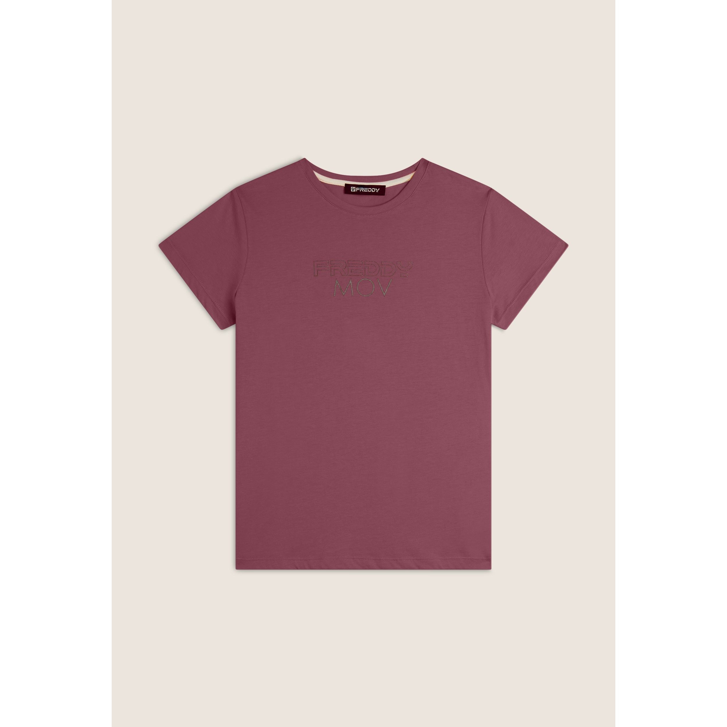 T-shirt Regular con Stampa Metallizzata
