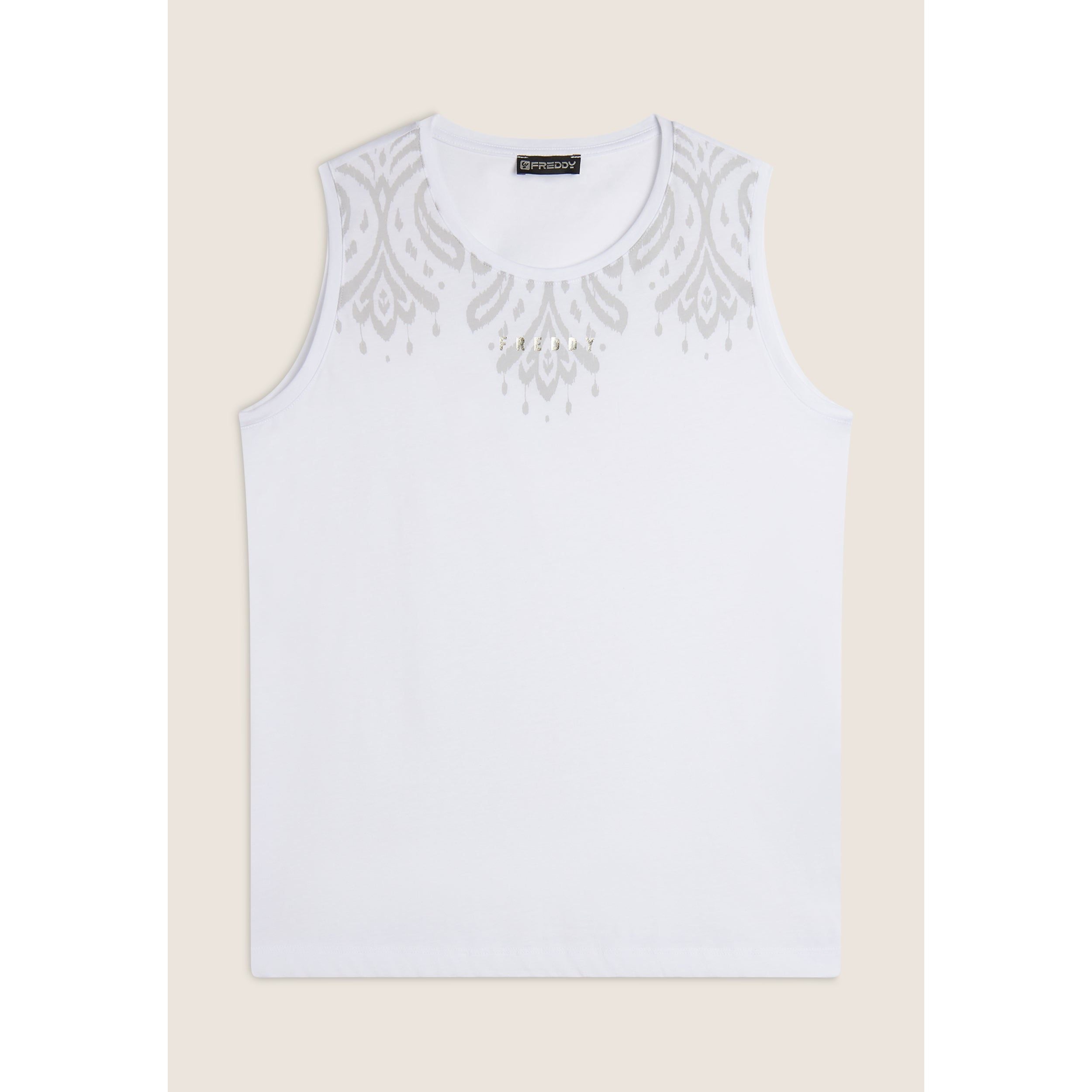 Canotta in jersey con stampa floreale sulle spalle