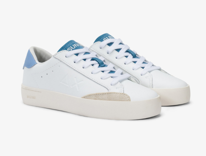 Sneaker Boy's Street in pelle bianca e avio