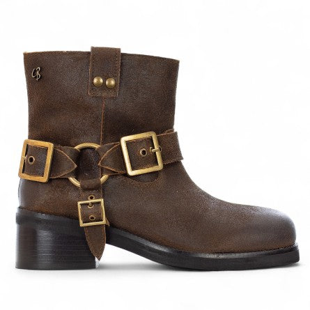 Leather low biker boot