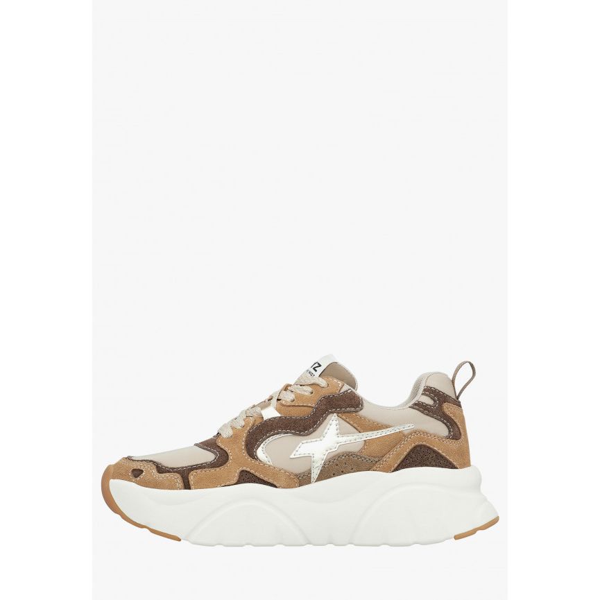 MIA-W. - Sneakers in suede e tessuto tecnico - Marrone-Platino