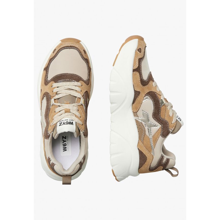 MIA-W. - Sneakers in suede e tessuto tecnico - Marrone-Platino