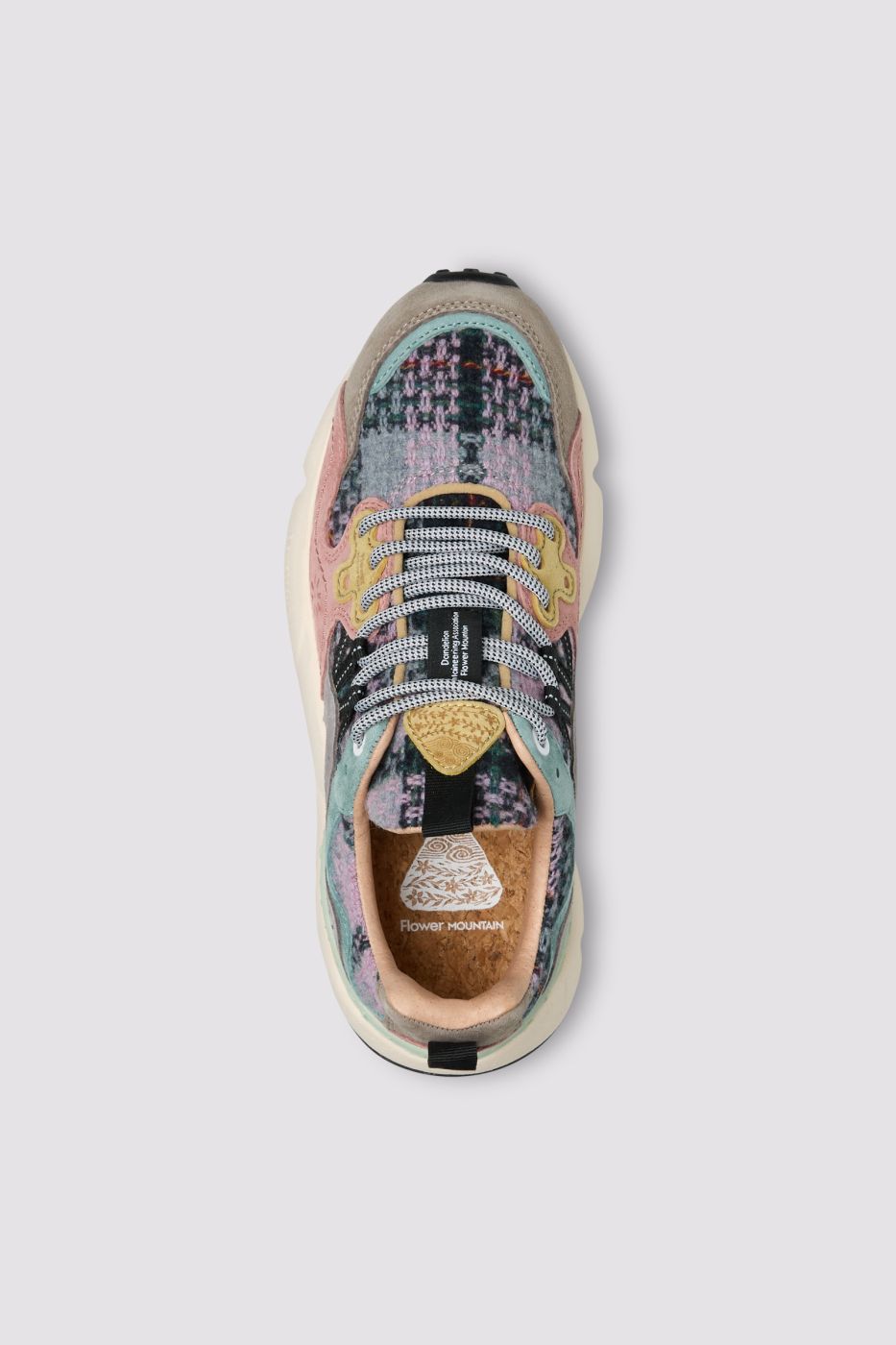 YAMANO3WOMAN SUEDE/FABRIC CHECKED DARK GREY-PURPLE-MULTI