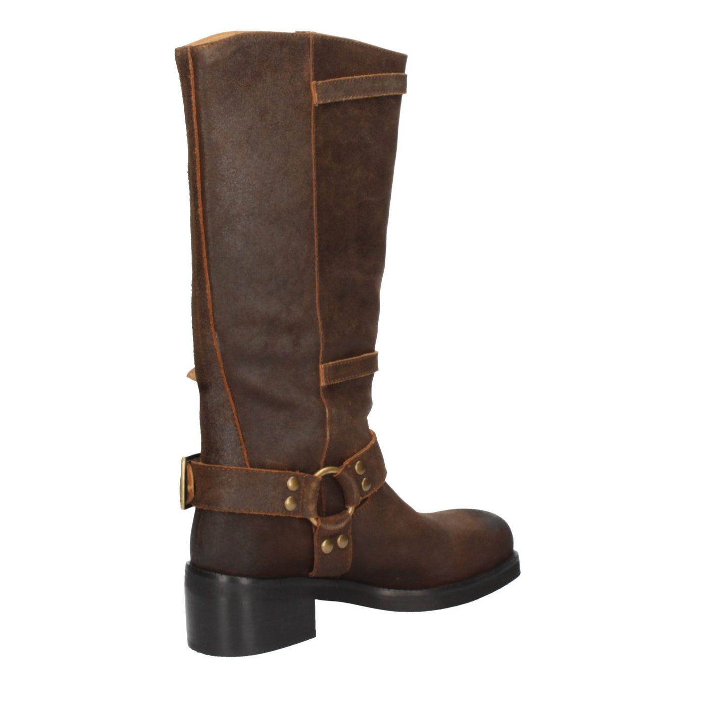 High leather biker boot