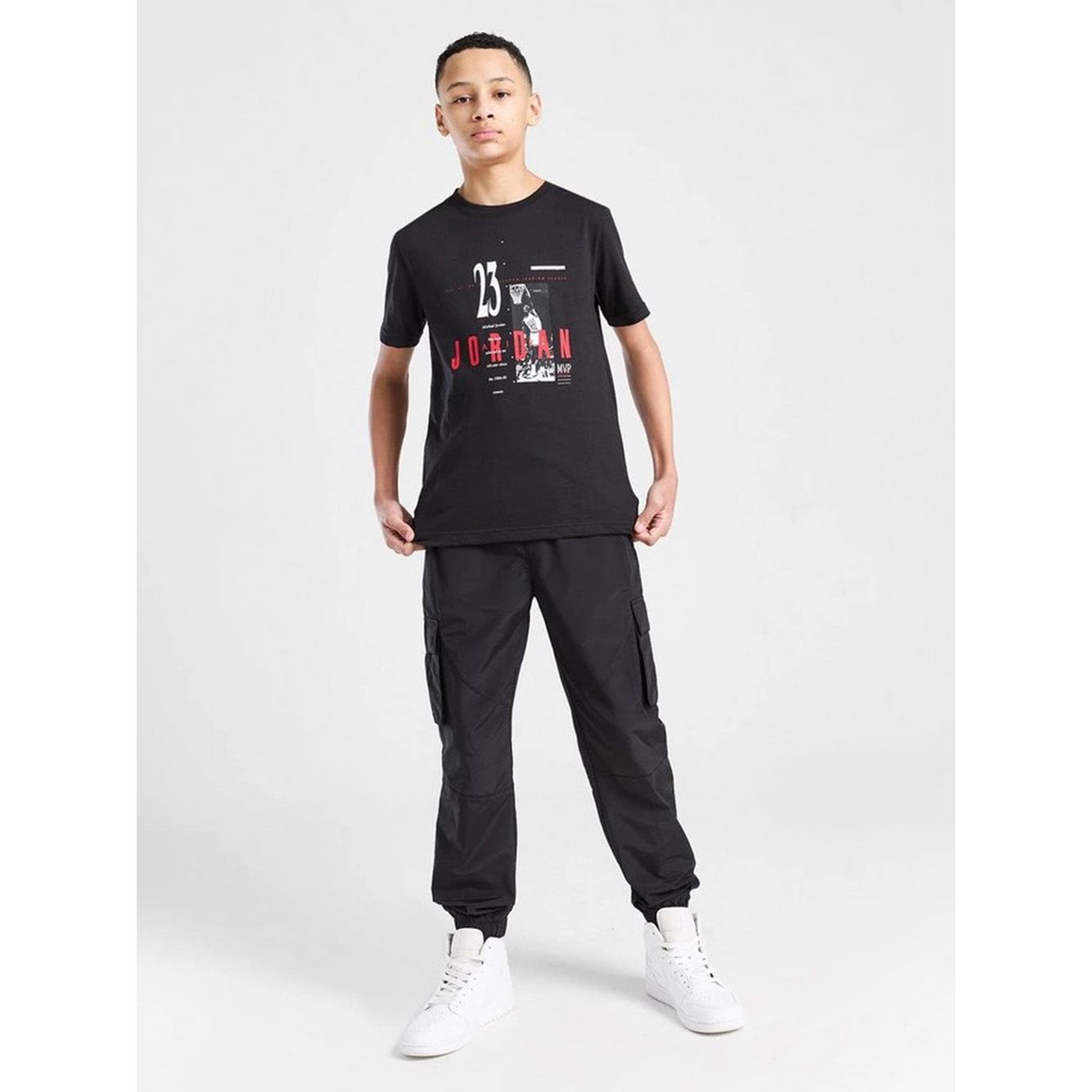 T-Shirt Jordan Jr Nera con Stampa Brand GFX