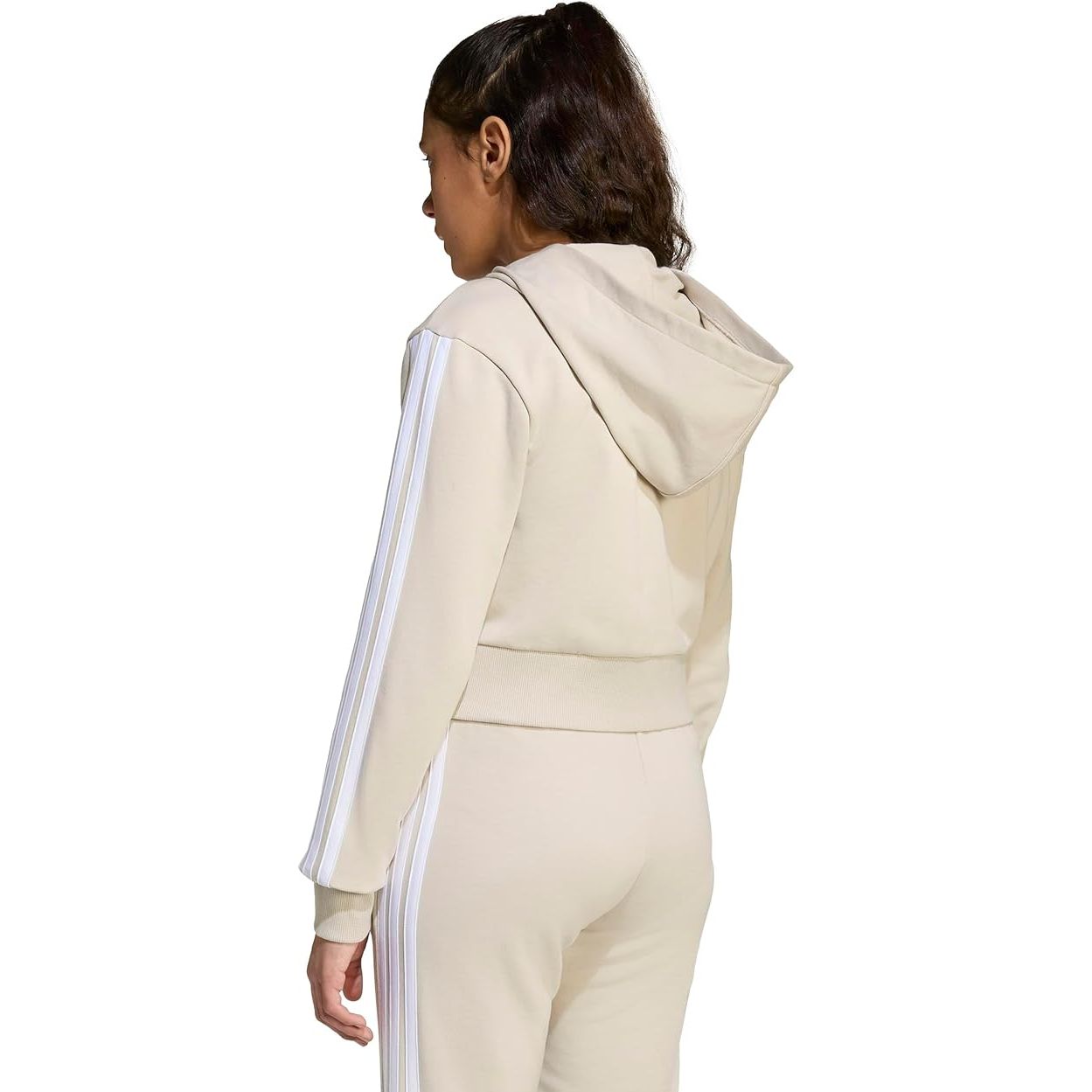 adidas Bambina Essentials Full Zip Hoodie, Wonder Alumina/White