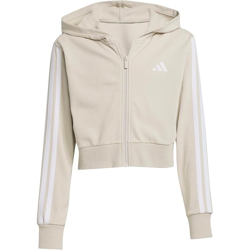 adidas Bambina Essentials Full Zip Hoodie, Wonder Alumina/White