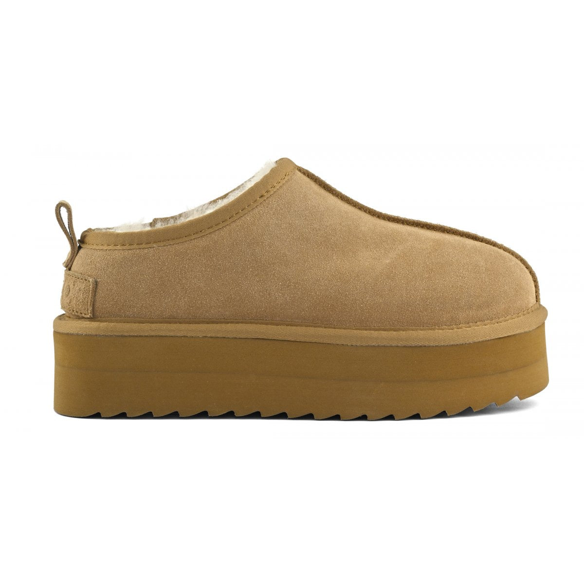 Platform suede sheepskin sabot