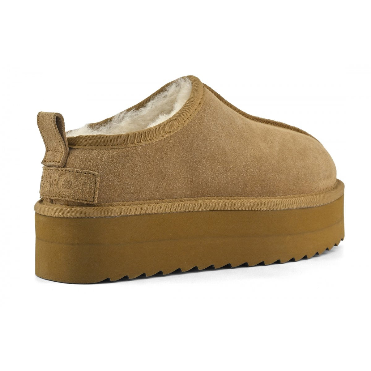 Platform suede sheepskin sabot