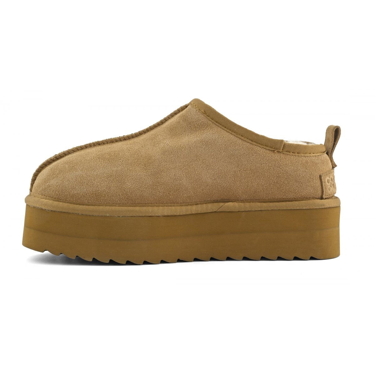 Platform suede sheepskin sabot