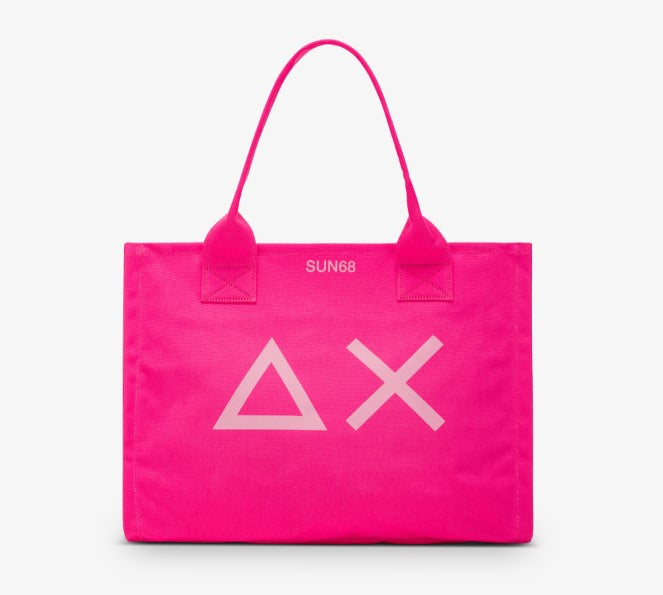 SUN68 Borsa mare grande in canvas con stampa logo