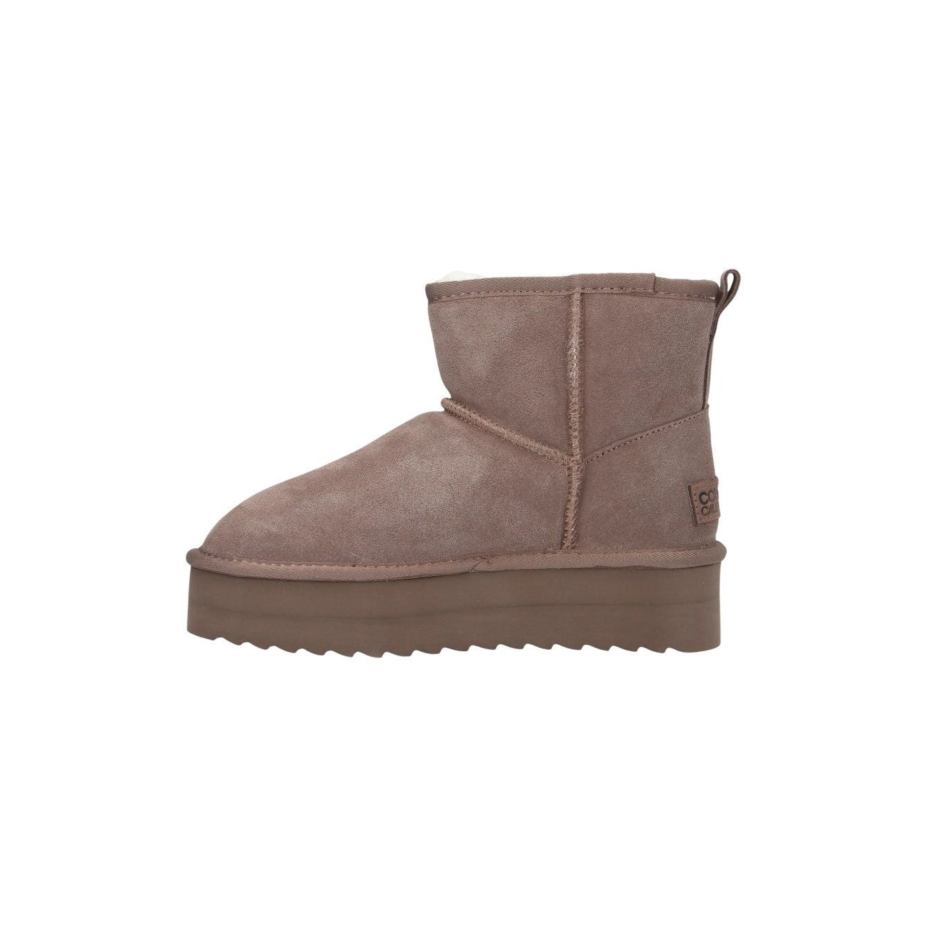 Platform suede sheepskin sabot
