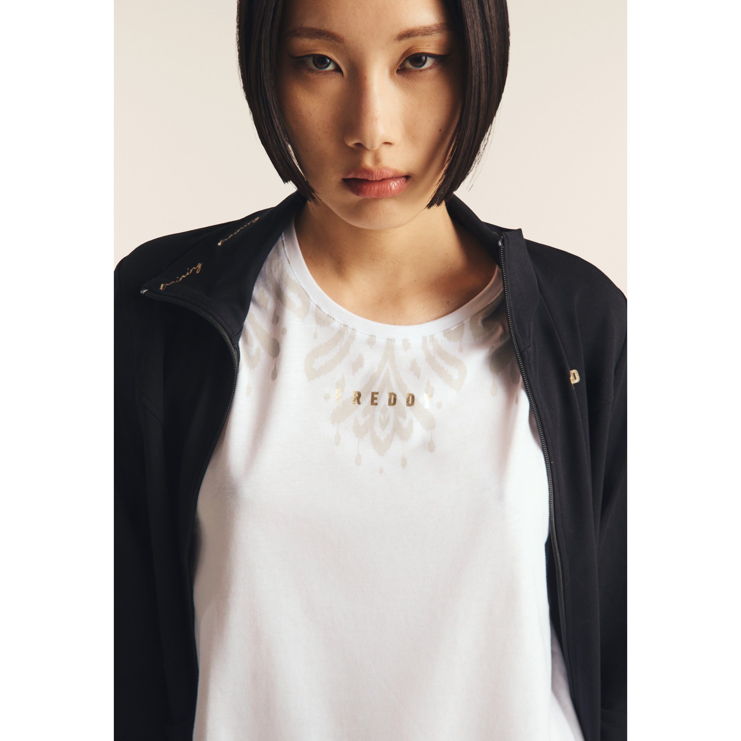 Canotta in jersey con stampa floreale sulle spalle