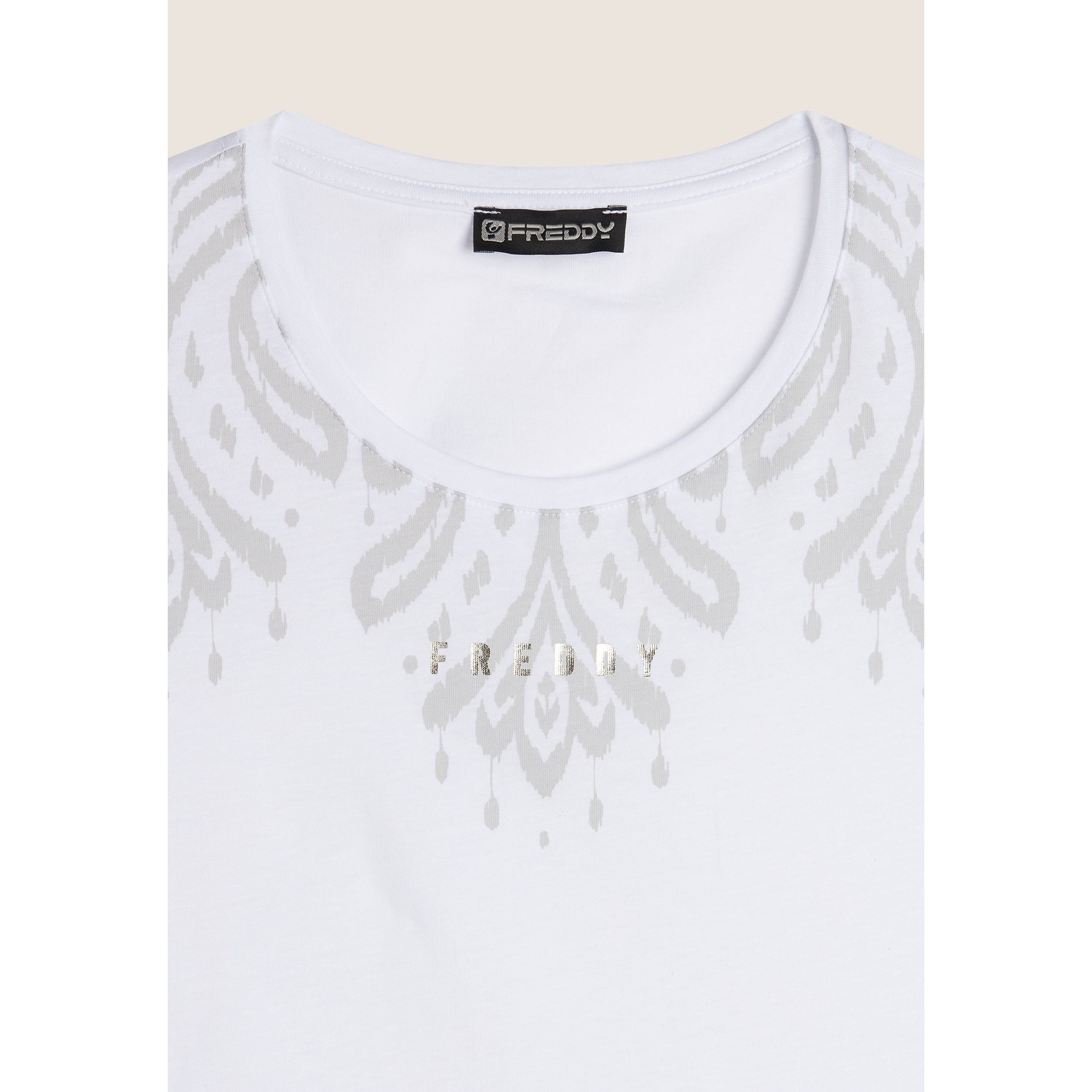 Canotta in jersey con stampa floreale sulle spalle