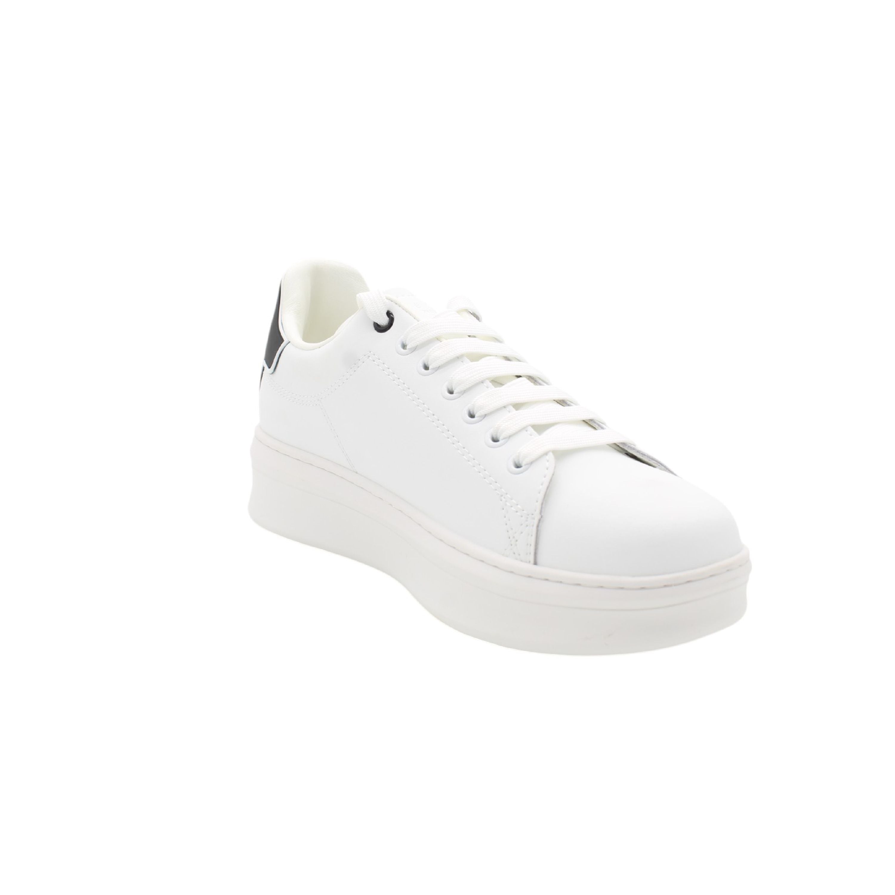 SNEAKERS ADDICT IN ACTION LEATHER CON BACK PART IN RUBBER BIANCO-NERO