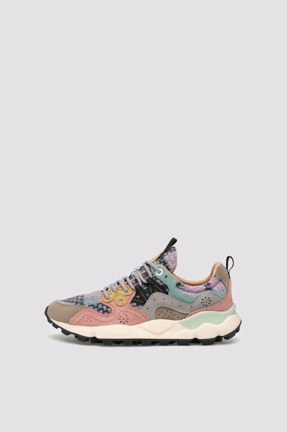 YAMANO3WOMAN SUEDE/FABRIC CHECKED DARK GREY-PURPLE-MULTI