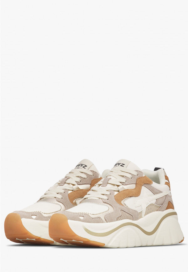 MIA-W. SUEDE/NYLON BEIGE-WHITE-PLATINUM