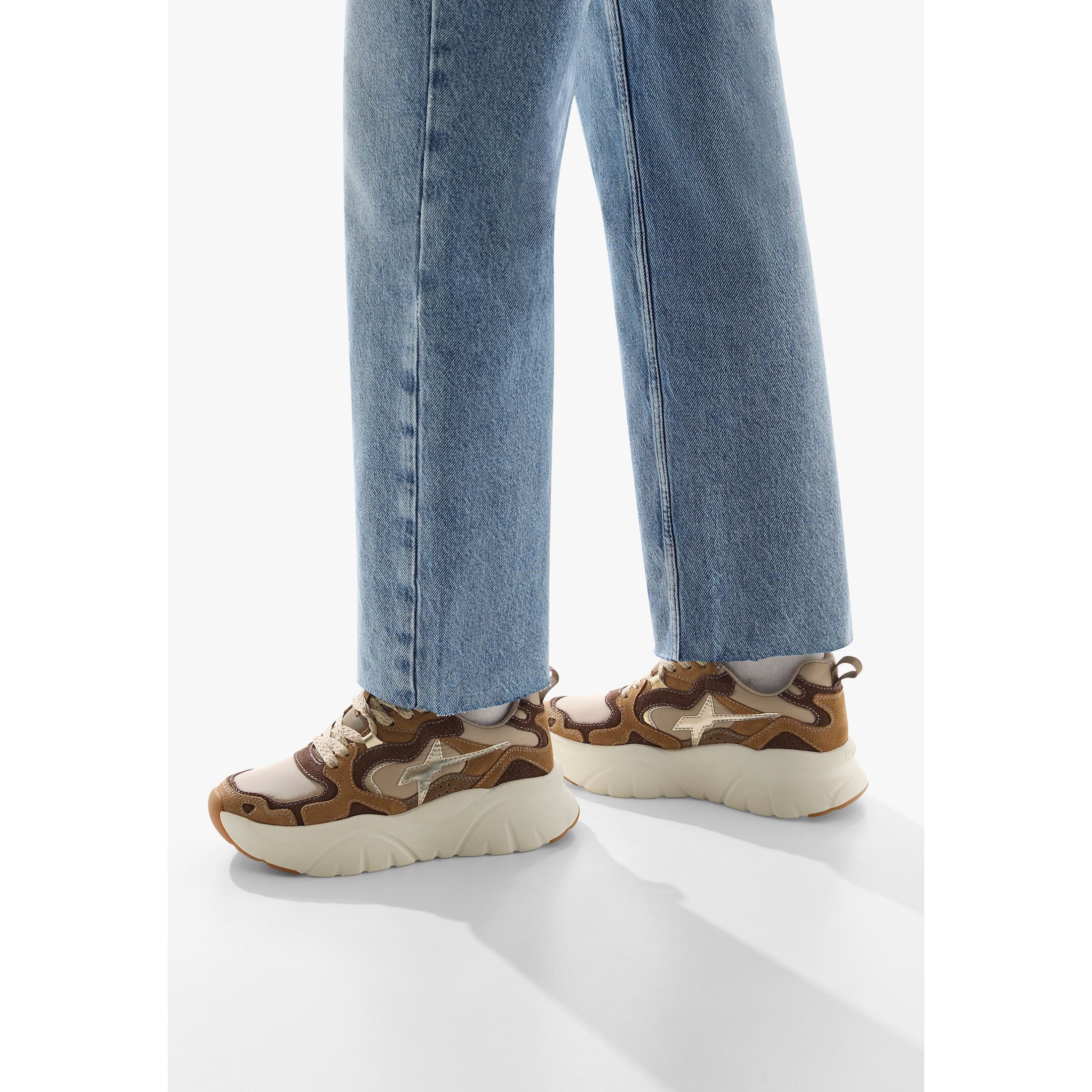 MIA-W. - Sneakers in suede e tessuto tecnico - Marrone-Platino