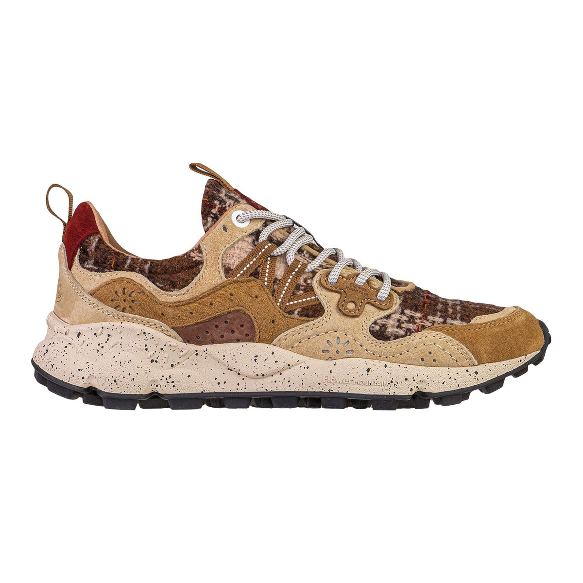YAMANO 3 UNI SUEDE/FABRIC CHECKED LIGHT BROWN-CREAM-BROWN