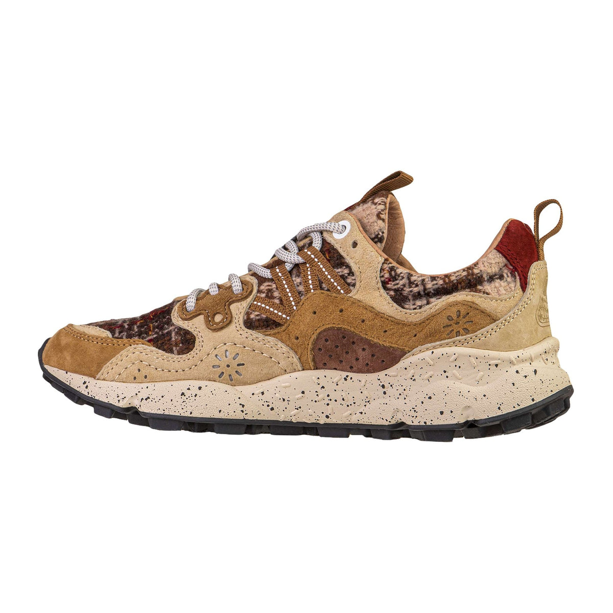 YAMANO 3 UNI SUEDE/FABRIC CHECKED LIGHT BROWN-CREAM-BROWN