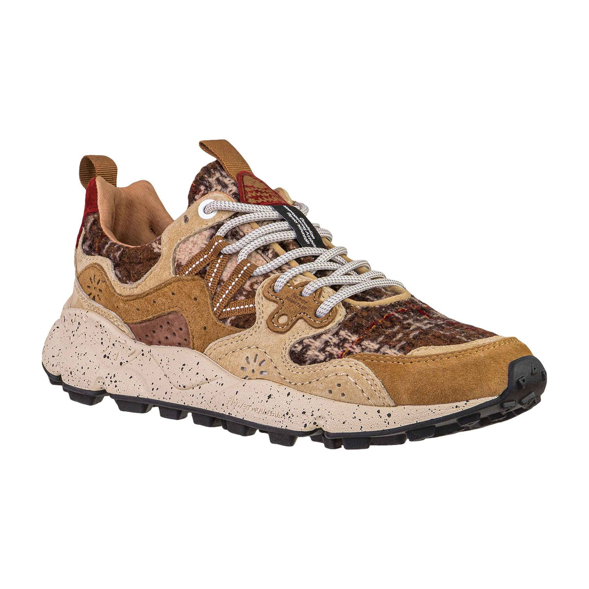 YAMANO 3 UNI SUEDE/FABRIC CHECKED LIGHT BROWN-CREAM-BROWN