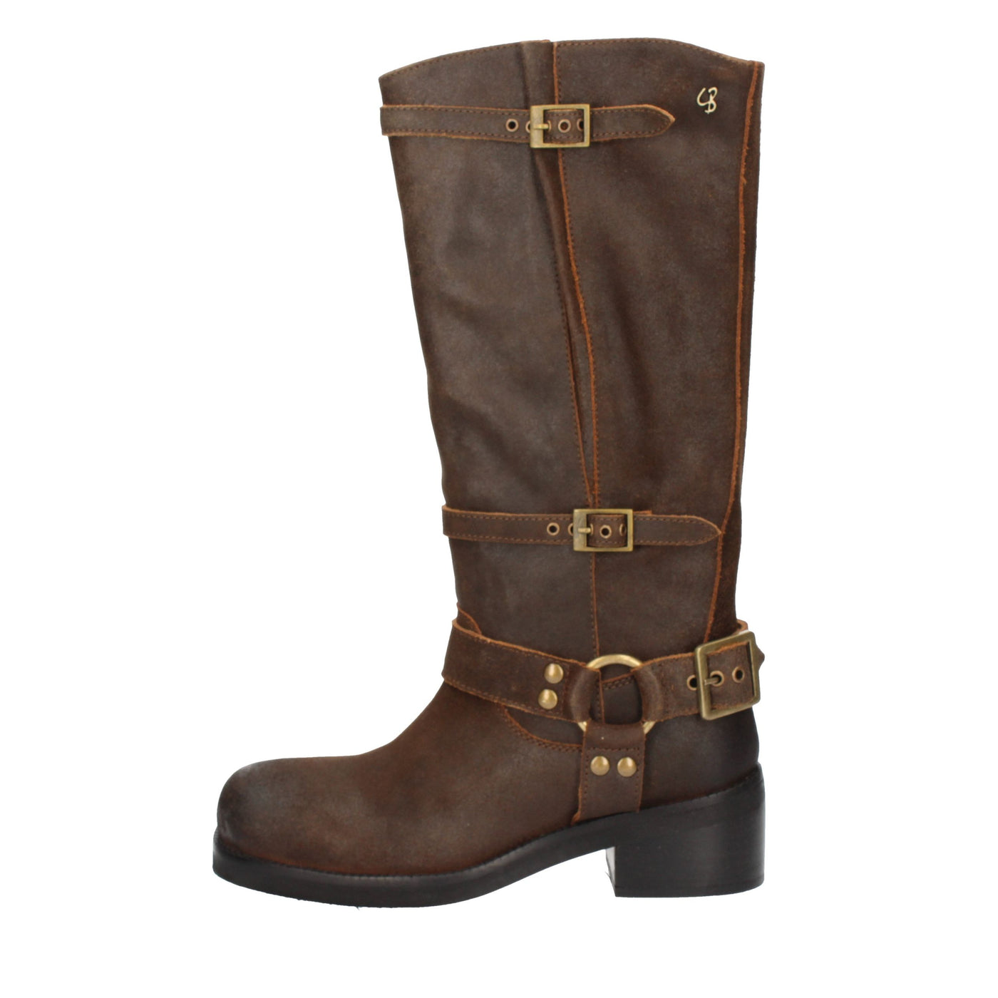 High leather biker boot