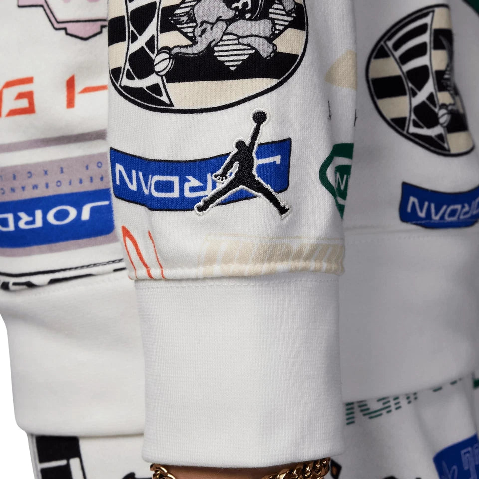 Jordan Felpa da Ragazzi con Cappuccio Mj Essentials All Over Printed Bianca T...