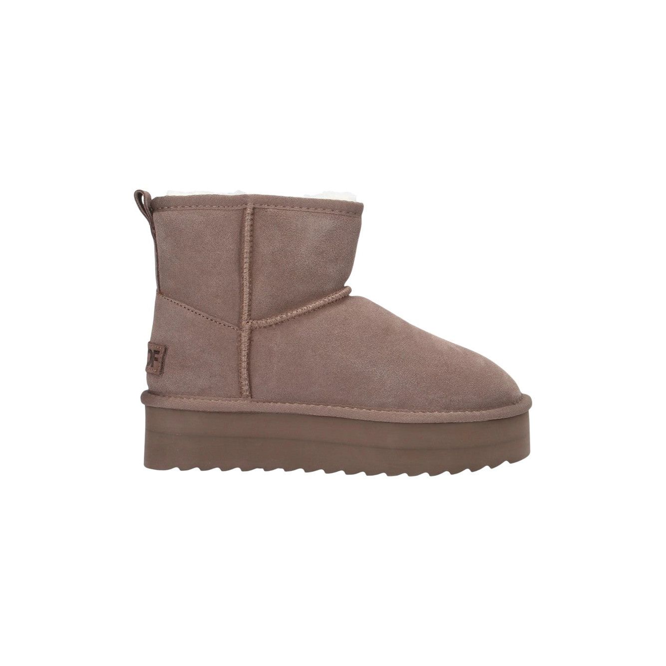 Platform suede sheepskin sabot